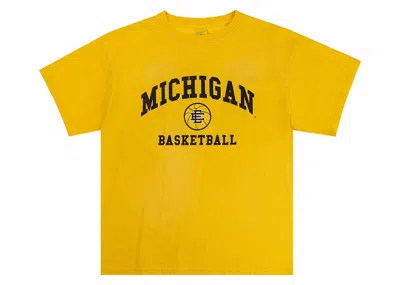 Pre-owned Eric Emanuel Men's  Ee College Michigan Tee Shirt In Washed Maize