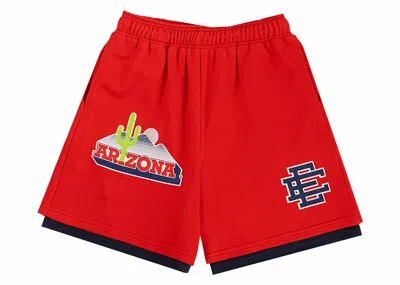 Pre-owned Eric Emanuel Men's  Ee Double Layer Arizona Short In Red/navy Blue
