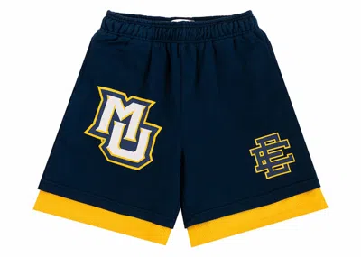 Pre-owned Eric Emanuel Men's  Ee Double Layer Marquette Short In Blue/gold