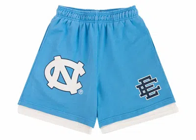 Pre-owned Eric Emanuel Men's  Ee Double Layer North Carolina Short In Blue/navy