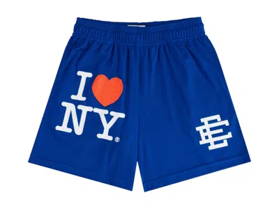 Pre-owned Eric Emanuel Men's  Ee I Love New York Short In Royal Blue/white