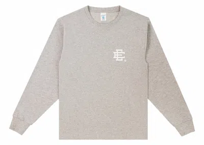 Pre-owned Eric Emanuel Men's  Ee Long Sleeve T-shirt In Heather Grey/white
