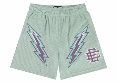 Pre-owned Eric Emanuel Men's  Ee Short In Silt Green/purple Bolt