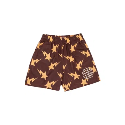 Pre-owned Eric Emanuel Men's  X Bape Miami Basic Short In Brown/yellow In Multi