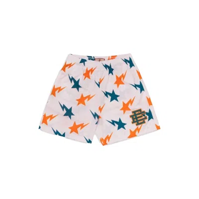 Pre-owned Eric Emanuel Men's  X Bape Miami Basic Short In White/teal/orange In Multi