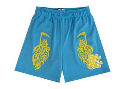 Pre-owned Eric Emanuel Men's  X Warren Lotas Short In Carolina Blue/yellow
