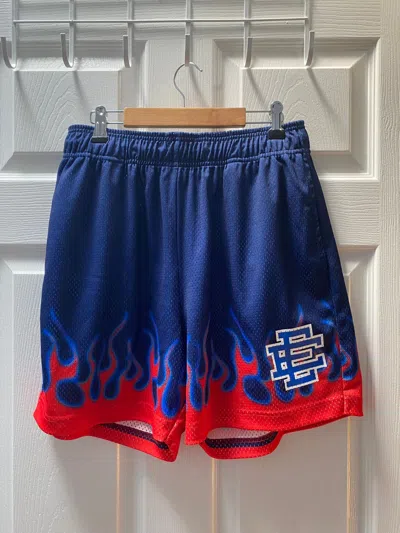 Pre-owned Eric Emanuel Shorts Flames In Blue/red