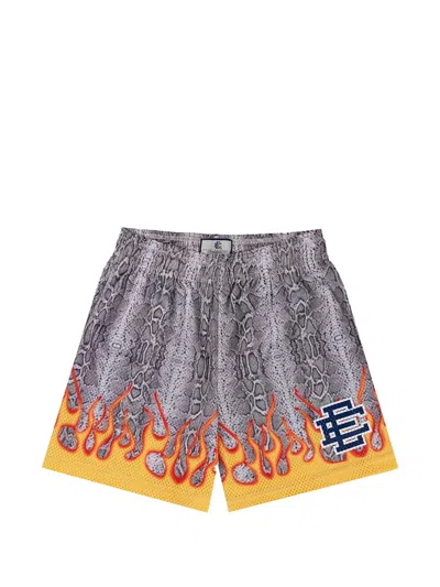 Eric Emanuel Snakeskin-print Flame-detail Shorts In Multi