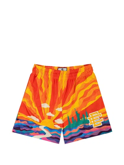 Eric Emanuel Sunset-print Track Shorts In Orange