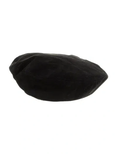 Pre-owned Eric Javits Adjustable Suede Beret In Black