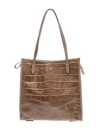 Pre-owned Eric Javits Alligator Shoulder Bag In Brown