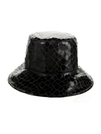 Pre-owned Eric Javits Animal Print Bucket Hat In Black