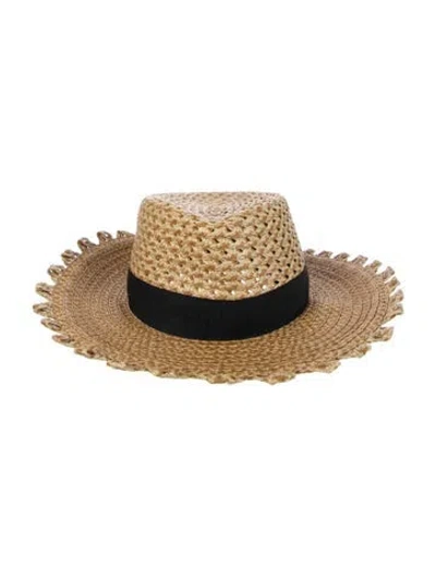 Pre-owned Eric Javits Basket Weave Panama Hat In Yellow