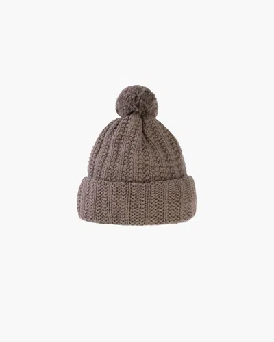 Eric Javits Beanie W/ Pom Pom In Taupe