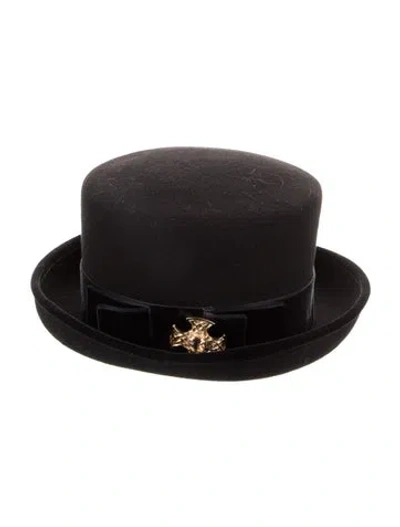 Pre-owned Eric Javits Black Wool Mini Top Hat