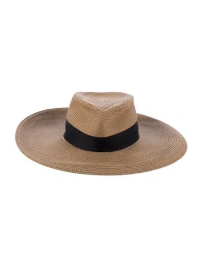 Pre-owned Eric Javits Brown Woven Straw Sun Hat In Neutrals