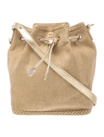 Pre-owned Eric Javits Canvas Bucket Bag In Neutrals