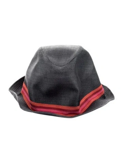 Pre-owned Eric Javits Canvas Fedora Hat In Blue