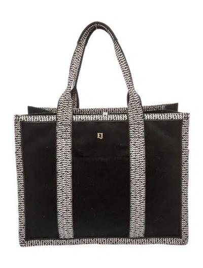 Pre-owned Eric Javits Canvas Top Handle Bag In Black