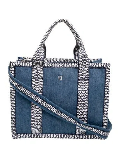 Pre-owned Eric Javits Canvas Top Handle Bag In Blue