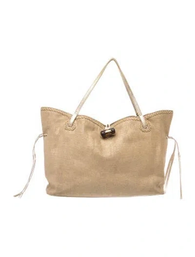 Pre-owned Eric Javits Canvas Tote In Gold/metallic