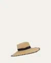 Eric Javits Caroline Oversized Fringe Fedora Hat In Flax Mix