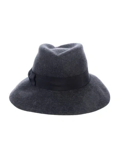 Pre-owned Eric Javits Cashmere Fedora Hat W/tags In Grey