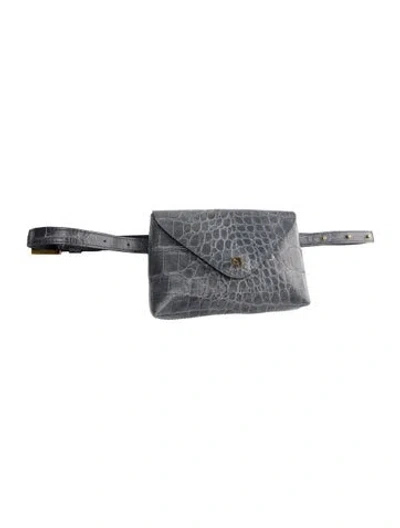 Pre-owned Eric Javits Embossed Leather Belt Bag In Blue