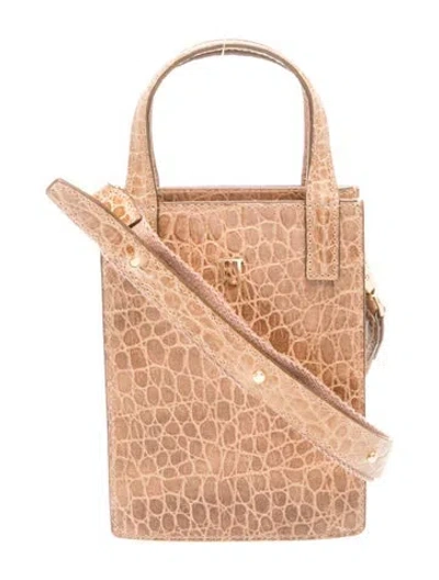 Pre-owned Eric Javits Embossed Leather Bucket Bag In Neutral