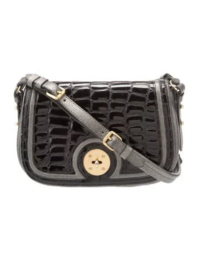 Pre-owned Eric Javits Embossed Leather Shoulder Bag In Black