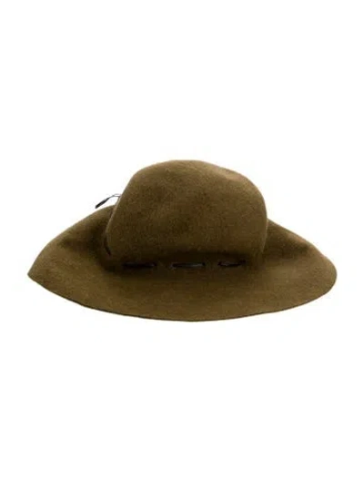 Pre-owned Eric Javits Fabric Fashion Leather Accent Hat In Green