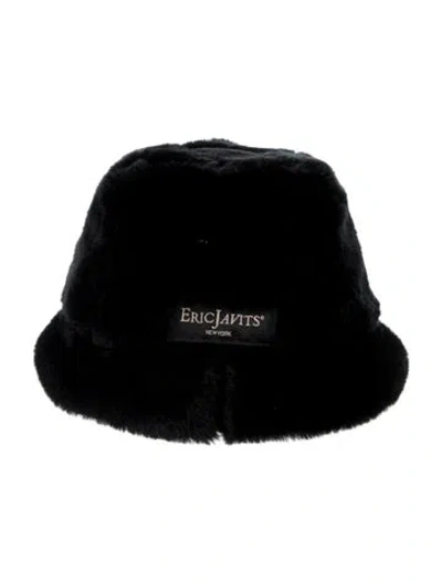 Pre-owned Eric Javits Faux Fur Bucket Hat In Black