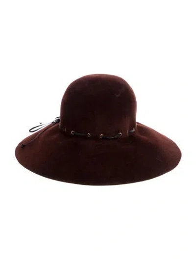 Pre-owned Eric Javits Fedora Wool Hat In Burgundy