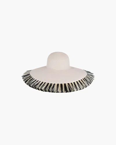 Eric Javits Floppy With Fringe In Cream/black