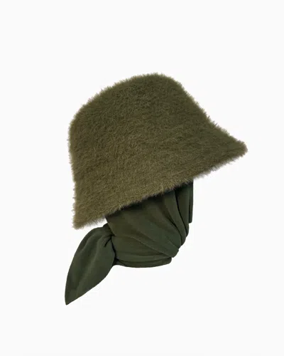 Eric Javits Fuzzy Bucket With Scarf In Green