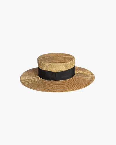 Eric Javits Gondolier Boater Hat Gold/black