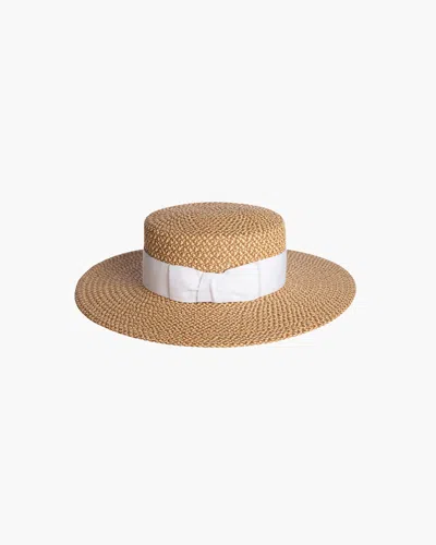 Eric Javits Gondolier Boater Hat In Peanut/white
