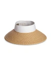 Eric Javits Squishee Straw Champ Custom Fit Visor In Beige/white