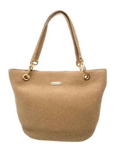 Pre-owned Eric Javits Jute Shoulder Bag In Brown/neutrals