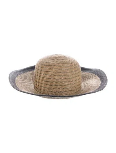 Pre-owned Eric Javits Jute Wide Brim Sun Hat In Neutral