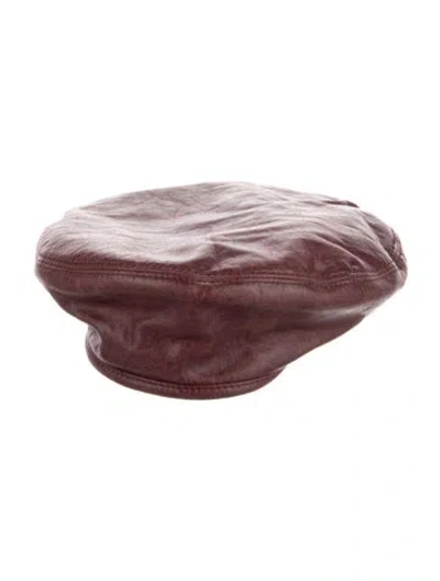 Pre-owned Eric Javits Leather Beret In Red