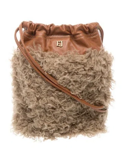 Pre-owned Eric Javits Leather Bucket Bag In Brown