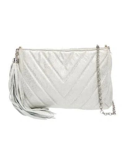 Pre-owned Eric Javits Leather Crossbody Bag In Metallic/silver