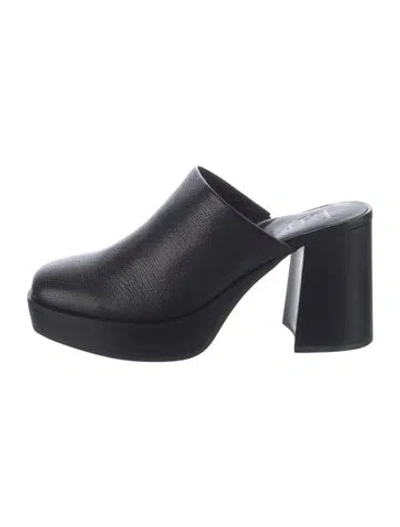 Pre-owned Eric Javits Leather Mules In Black