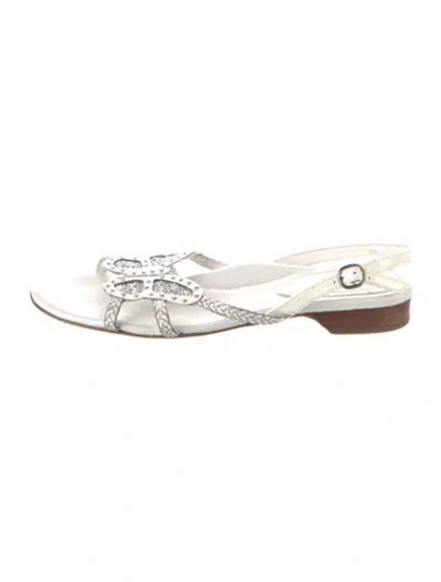 Pre-owned Eric Javits Leather Sandals In White