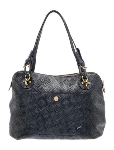 Pre-owned Eric Javits Leather Shoulder Bag In Blue