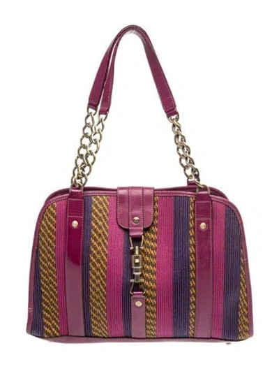 Pre-owned Eric Javits Leather Shoulder Bag In Purple