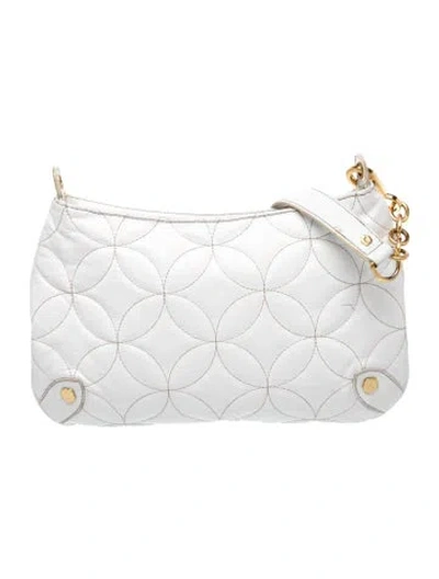 Pre-owned Eric Javits Leather Shoulder Bag In Silver