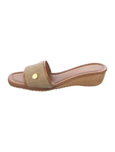 Pre-owned Eric Javits Leather Slides In Black/brown