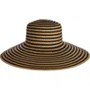 Eric Javits Margot Packable Straw Hat In Black Mix